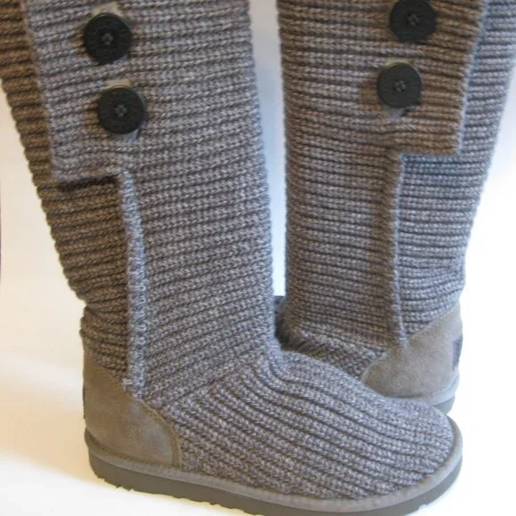 NWOT Sz 8 Ugg Women's Classic Cardy Knit Winter Boots Grey - Picture 4 of 16
